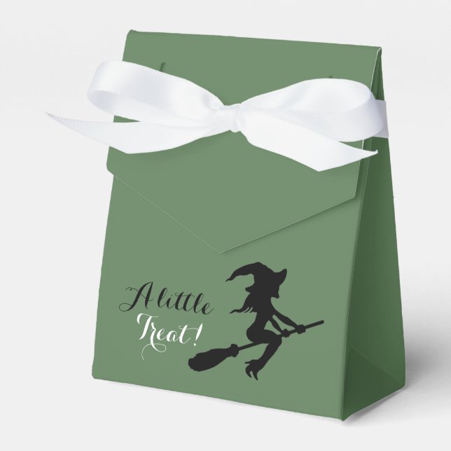A Little Treat! Witch On Broomstick Favor Box (Front Side)