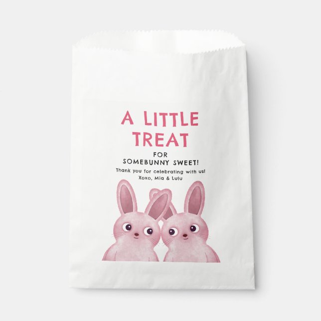 A little treat with Pink Bunnies Favor Bag (Front)