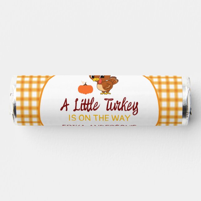 A Little Turkey Baby Shower Fall Thanksgiving Breath Savers® Mints (Front)