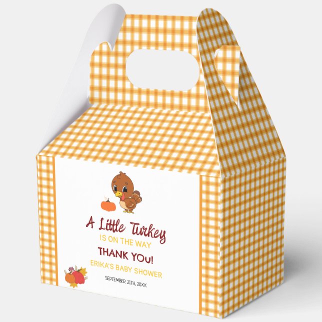 A Little Turkey Baby Shower Fall Thanksgiving  Favor Boxes (Back)