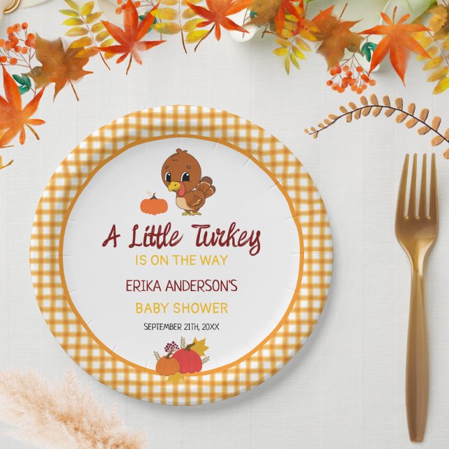A Little Turkey Baby Shower Fall Thanksgiving  Paper Plates (Creator Uploaded)