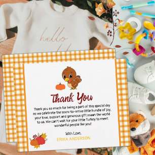 A Little Turkey Baby Shower Fall Thanksgiving Thank You Card