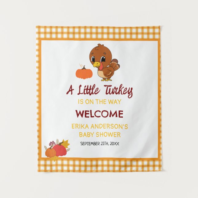 A Little Turkey Baby Shower Thanksgiving Backdrop  (Front)