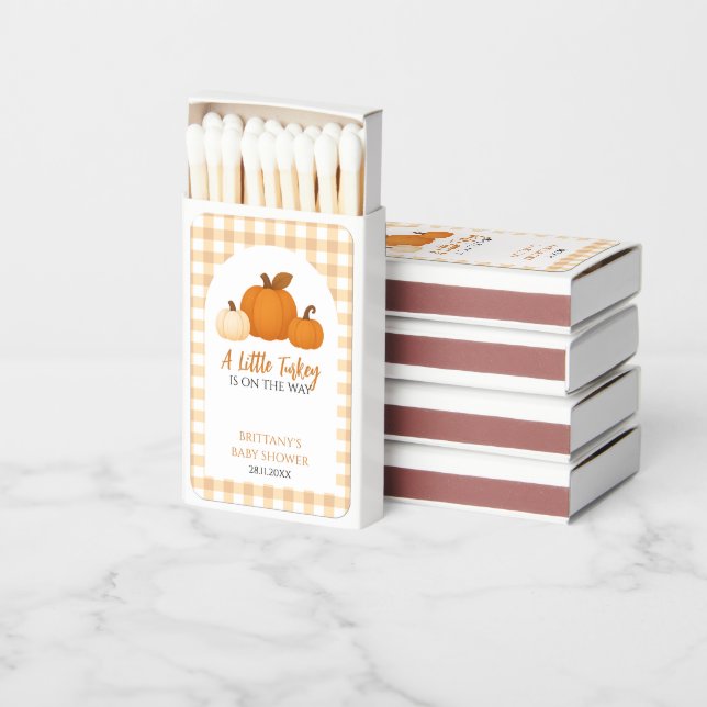 A Little Turkey Baby Shower Thanksgiving Matchboxes (Stacked)