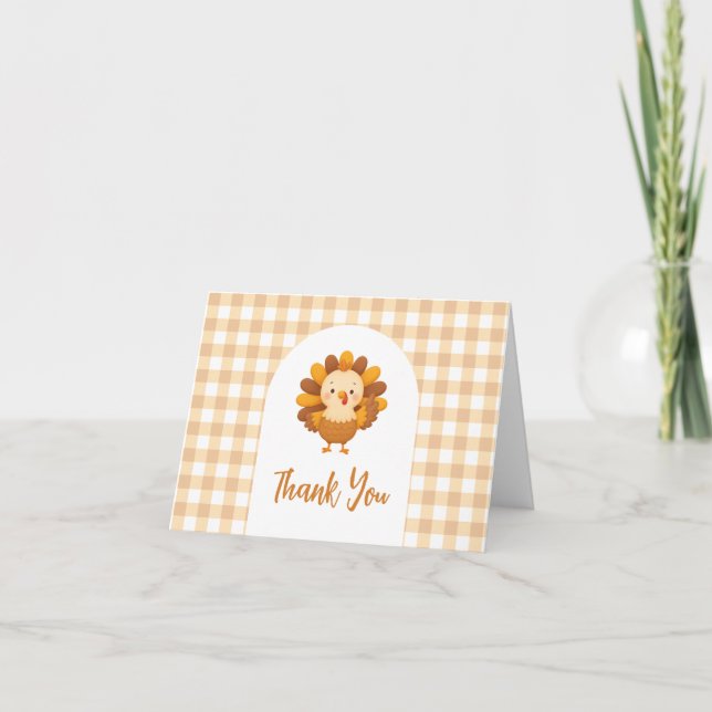A Little Turkey Baby Shower Thanksgiving Thank You Card (Front)
