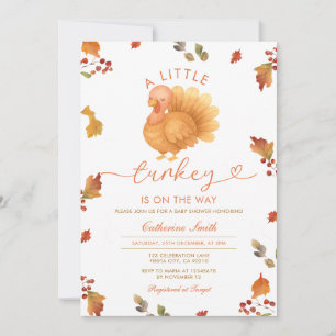 A little Turkey is on the way Baby Shower Floral Invitation