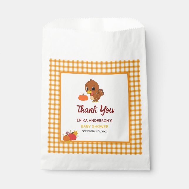 A Little Turkey Is On The Way Fall Thanksgiving  Favor Bag (Front)