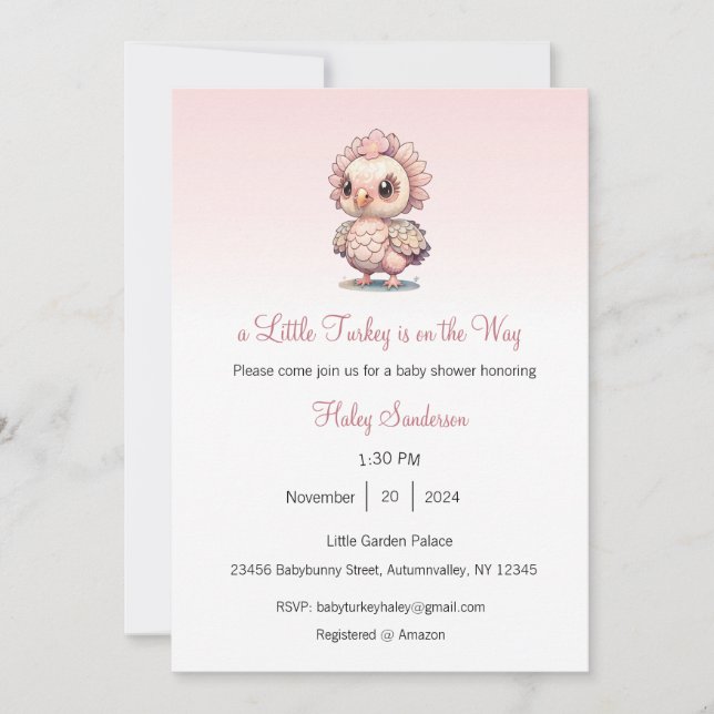 A Little Turkey is on the Way Invitation, Thanks Invitation (Front)