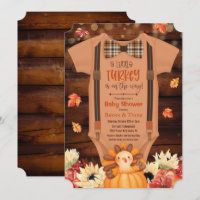 A Little Turkey Rustic Baby Shower Invitation