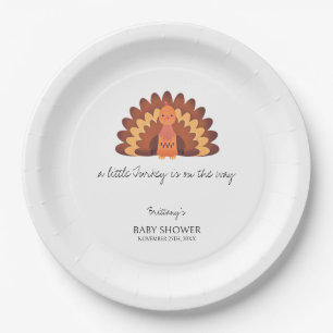 A Little Turkey Thanksgiving Baby Shower Paper Plates
