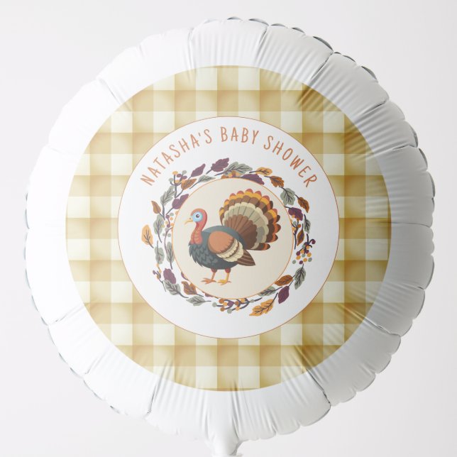 A Little Turkey Thanksgiving Fall Baby Shower Balloon (Front)