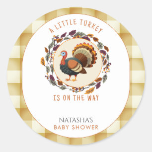 A Little Turkey Thanksgiving Fall Baby Shower Classic Round Sticker