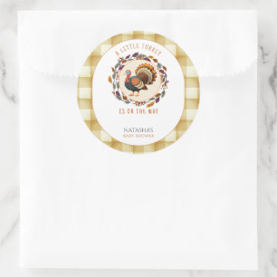 A Little Turkey Thanksgiving Fall Baby Shower Classic Round Sticker