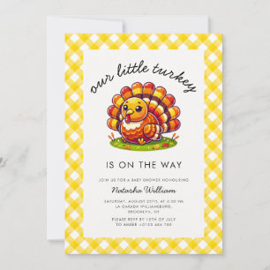 A Little Turkey Thanksgiving Plaid Invitation
