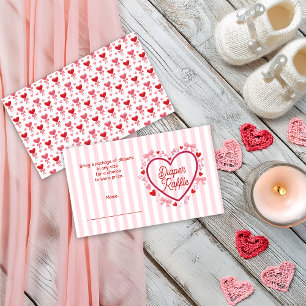 A Little Valentine Pink Baby Shower Diaper Raffle Enclosure Card