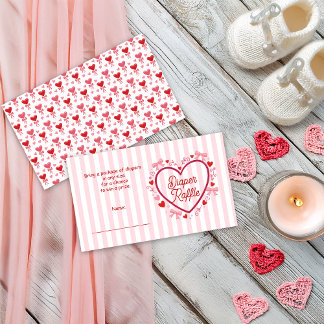 A Little Valentine Pink Baby Shower Diaper Raffle Enclosure Card