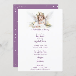 A Little Watercolor Angel Baby Shower Invitation