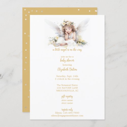 A Little Watercolor Angel Baby Shower Invitation