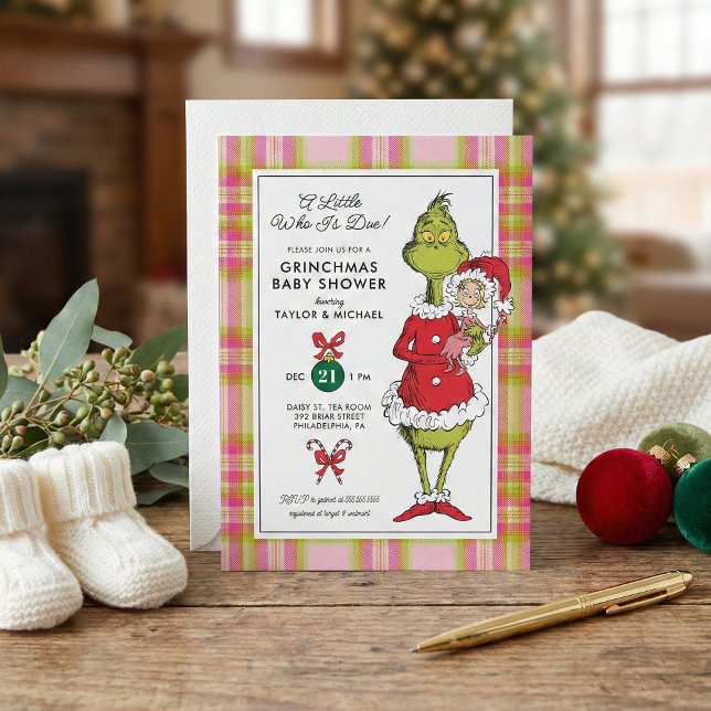 "A Little Who Is Due!" Grinchmas Baby Shower Holiday Card (Creator Uploaded)