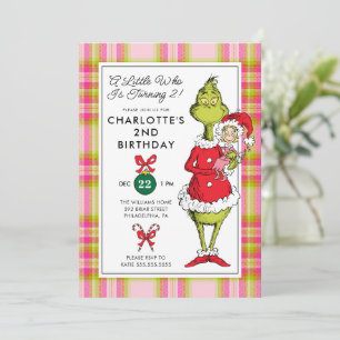 "A Little Who Is Turning 2!" Grinch Birthday Holiday Card