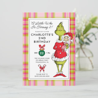 "A Little Who Is Turning 2!" Grinch Birthday Holiday Card