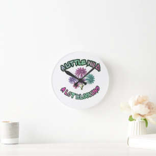 A Little Wild A Lot Blooming Floral Aesthetic Round Clock