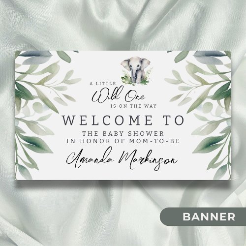 A Little Wild Elephant Baby Shower Welcome  Banner