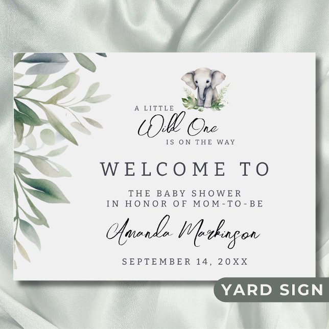 A Little Wild Elephant Baby Shower Welcome Yard Sign (Creator Uploaded)