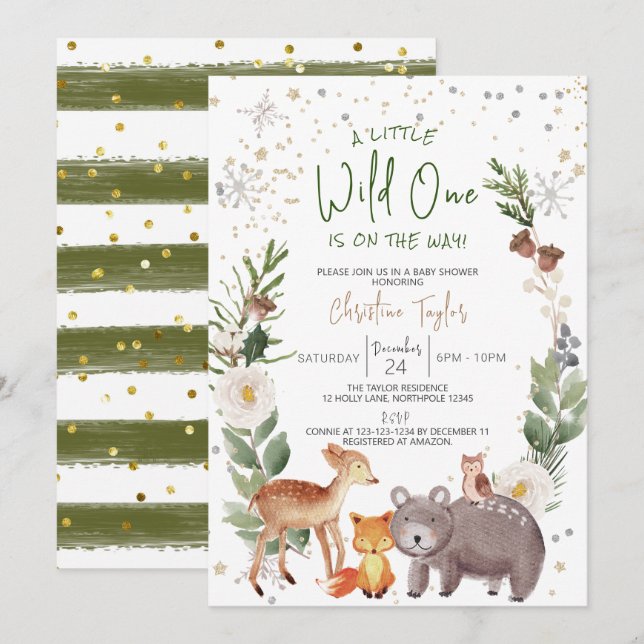 A Little Wild One Baby Shower Invitation (Front/Back)