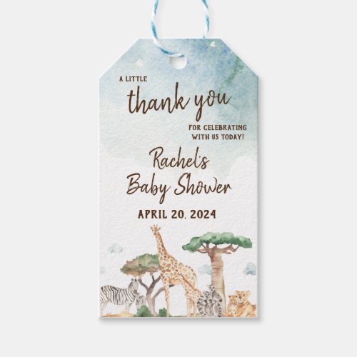 A Little Wild One Baby Shower Thank You Gift Tags