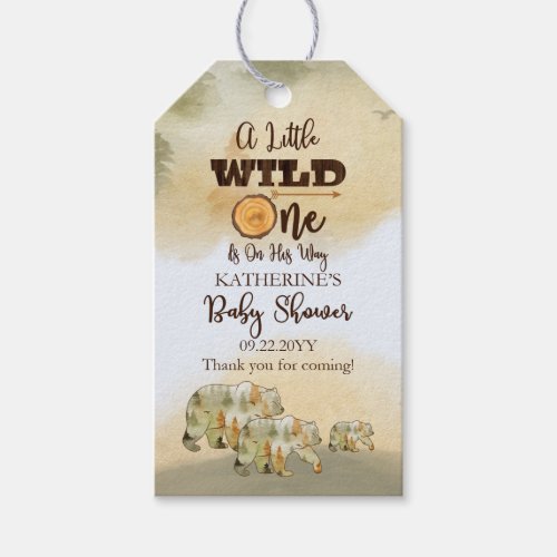 A Little Wild One Bears Woodland Baby Shower Favor Gift Tags