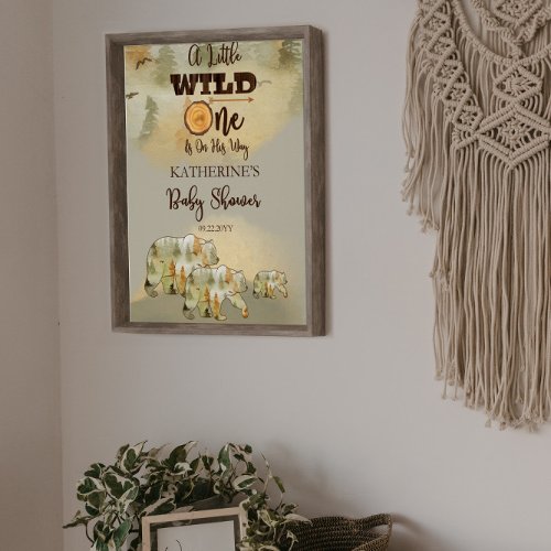 A Little Wild One Bears Woodland Baby Shower Poste Poster