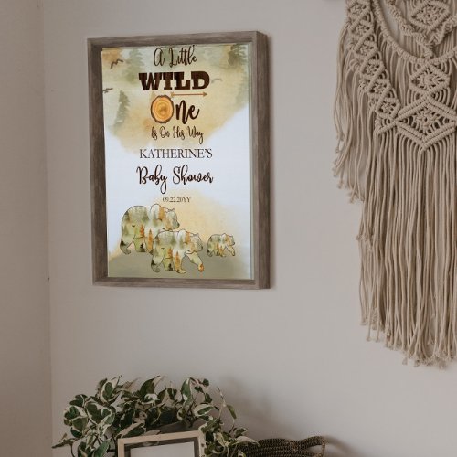 A Little Wild One Bears Woodland Baby Shower Poster