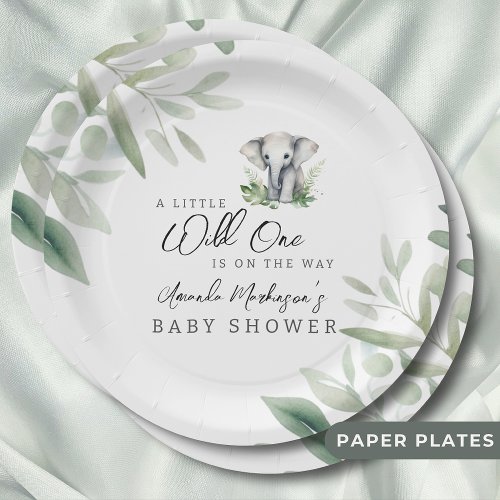 A Little Wild One Elephant Baby Shower Party Paper Plates