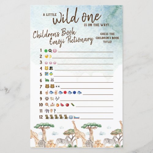 A Little Wild One Emoji Pictionary Baby Shower 