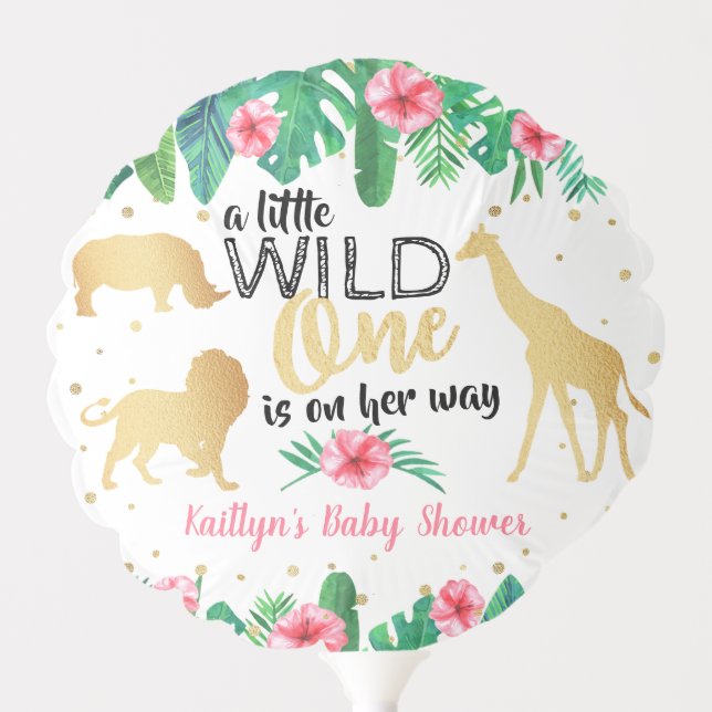 A Little Wild One Is On Her Way Girls Baby Shower Balloon (Front)