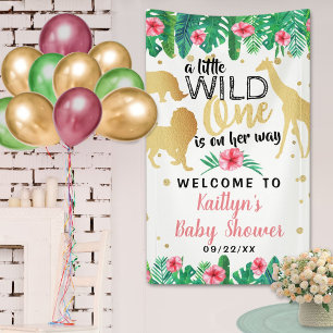A Little Wild One Is On Her Way Girls Baby Shower Banner