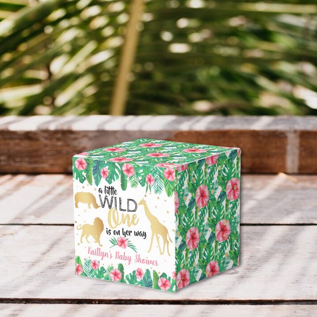 A Little Wild One Is On Her Way Girls Baby Shower Favor Boxes (Creator Uploaded)