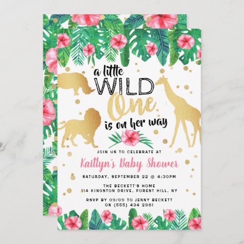 A Little Wild One Is On Her Way Girls Baby Shower Invitation