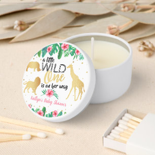 A Little Wild One Is On Her Way Girls Baby Shower Mini Candle Favors