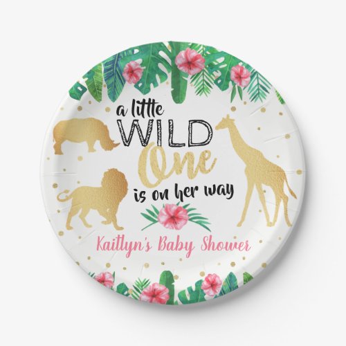 A Little Wild One Is On Her Way Girls Baby Shower Paper Plates
