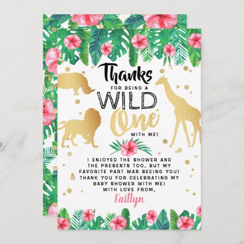 A Little Wild One Is On Her Way Girls Baby Shower Thank You Card