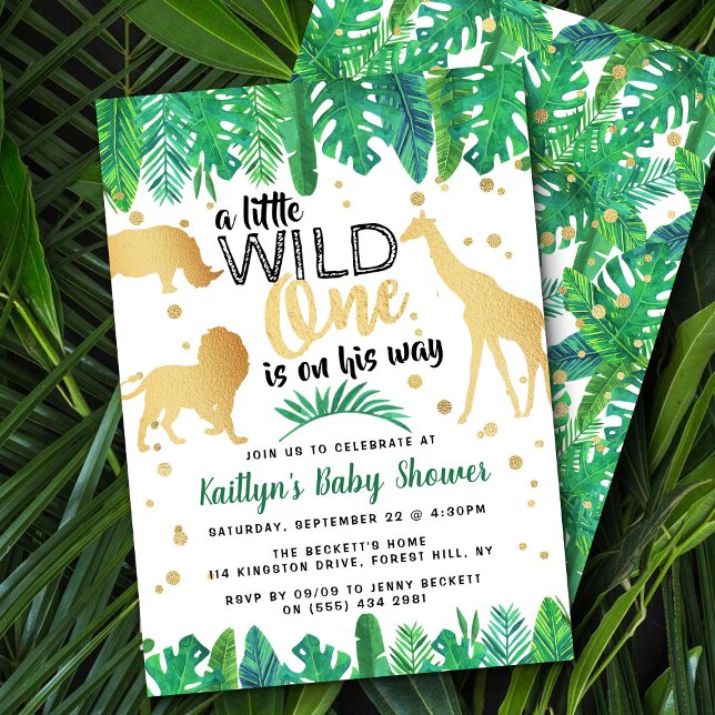 A Little Wild One Is On His Way Boys Baby Shower Invitation (Creator Uploaded)