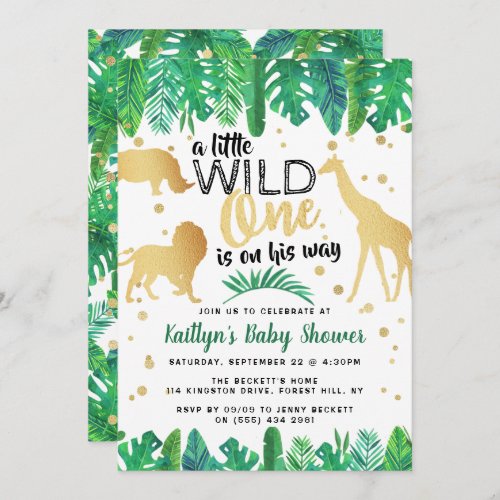 A Little Wild One Is On His Way Boys Baby Shower Invitation