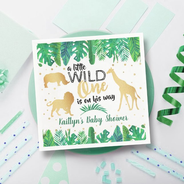 A Little Wild One Is On His Way Boys Baby Shower Napkins (Creator Uploaded)