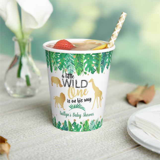 A Little Wild One Is On His Way Boys Baby Shower Paper Cups (Insitu)