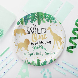 A Little Wild One Is On His Way Boys Baby Shower Paper Plates