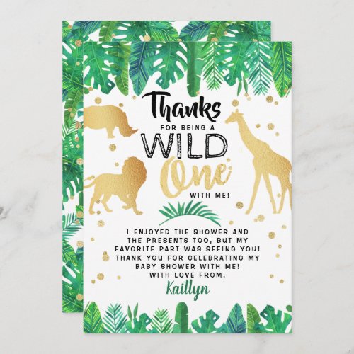 A Little Wild One Is On His Way Boys Baby Shower Thank You Card