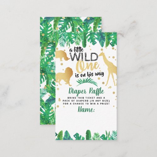 A Little Wild One Is On His Way Boys Diaper Raffle Enclosure Card