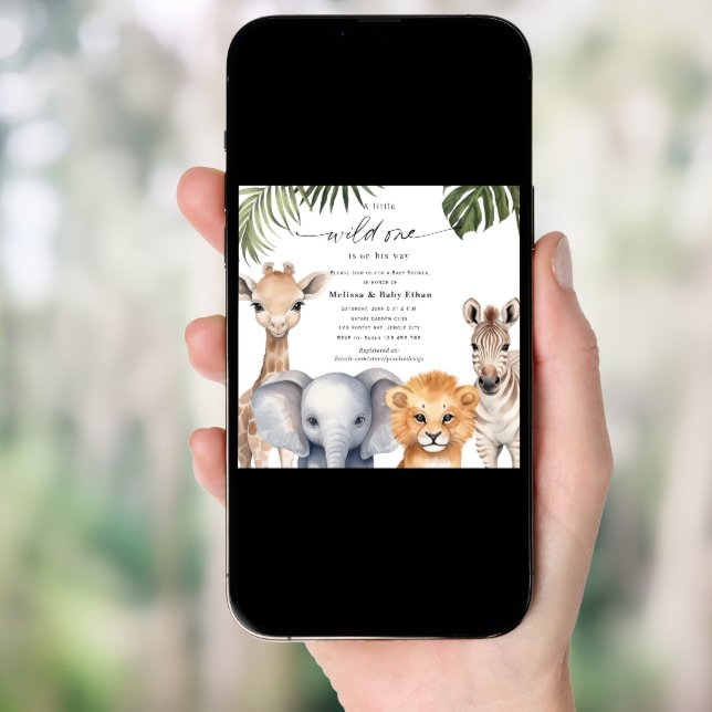 A little Wild One is on His way Safari Baby Shower Invitation (Front Digital)